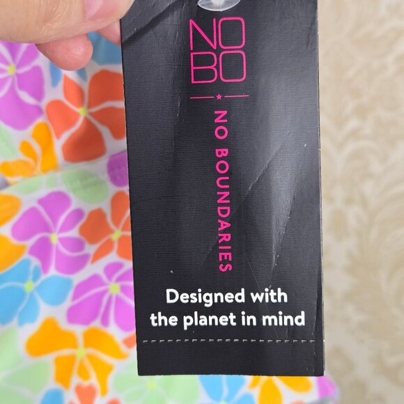 No Boundaries Size Med (7-9) Floral Print One Piece Cutout Front Adj Straps NWT - Picture 12 of 14